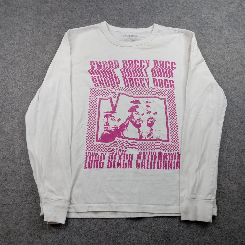 Snoop Dogg Shirt Mens Large White Long Sleeve Long Beach California Hip Hop Tee